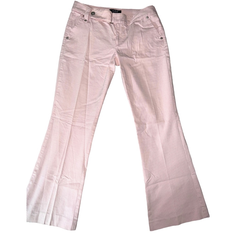 Cropped flare baby pink striped pants!! never worn!!